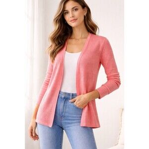 Charter Club 100% Cashmere Open Front Cardigan Pink XS Lightweight Luxury